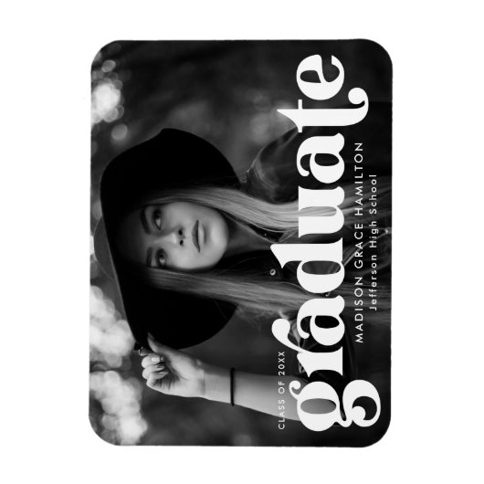 Fett Typografie Weißer Foto Abschluss Magnet (Vertikal)