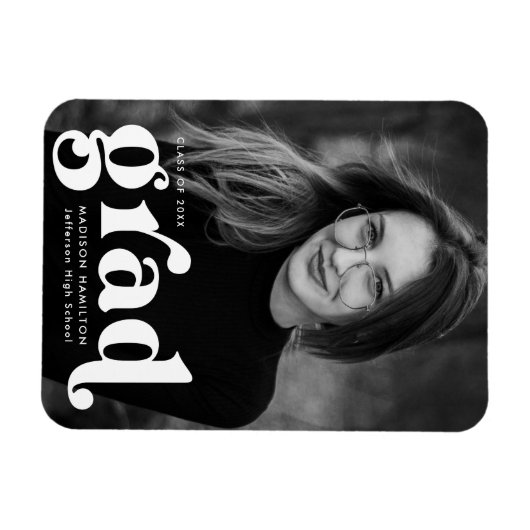 Fett Typografie Weißer Foto Abschluss Magnet (Horizontal)