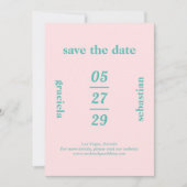 Fett Typografisch rosa Aquamarin Moderne Hochzeit Save The Date (Vorderseite)