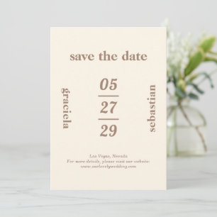 fett typografische neutrale Mocha Moderne Hochzeit Save The Date
