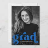 Fett Typografy Blue Foto Graduation Party Einladung (Vorderseite)