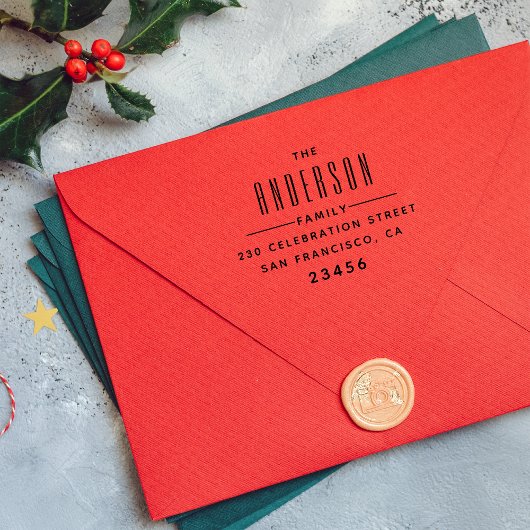 Fett Typografy Custom Family Name Rücksendeadresse Gummistempel