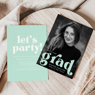 Fett Typografy Mint Foto Graduation Party Einladung