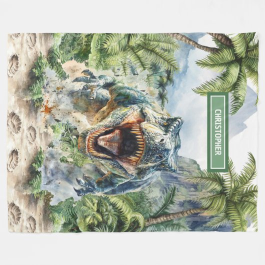 Fett Tyrannosaurus Dinosaur Blanket Personalisiert Fleecedecke (Vorderseite (Horizontal))