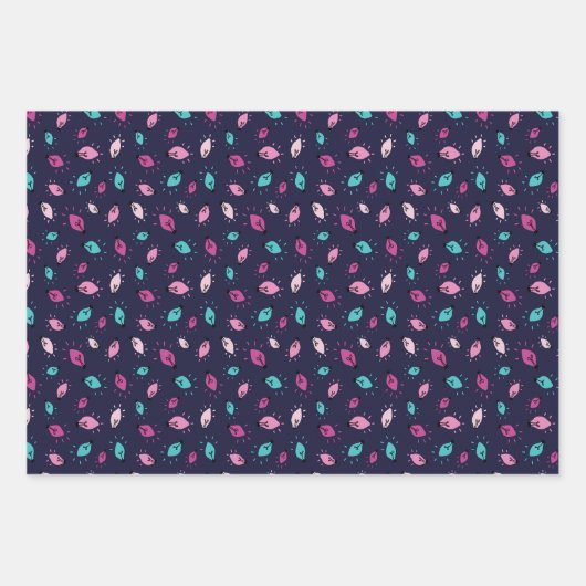 Fett ummanteltes Set von 3 Folien Geschenkpapier Set (Vorderseite)