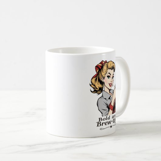 Fett und braun-schön Sassy Retro Kaffeetasse (VorderseiteRechts)