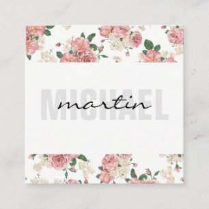Fett und Cursive Text Elegante Blume Trim Muster Quadratische Visitenkarte