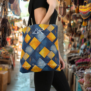 Fett und Elegant Gelbe und Blaue Diamant-Tasche Tasche