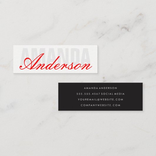 Fett und Extravaganter Text Mini Visitenkarte (Vorne/Hinten)