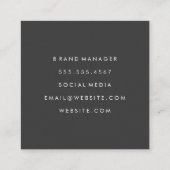 Fett und Extravaganter Text Quadratische Visitenkarte (Rückseite)