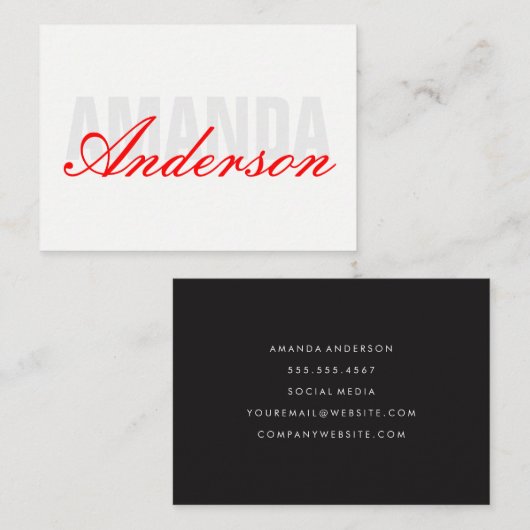 Fett und Extravaganter Text Visitenkarte (Vorne/Hinten)