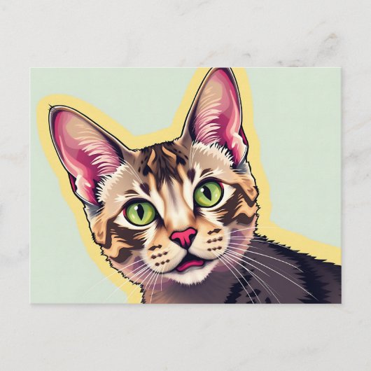 Fett und farbenfroh Devon Rex Cat Modern Postkarte (Vorderseite)