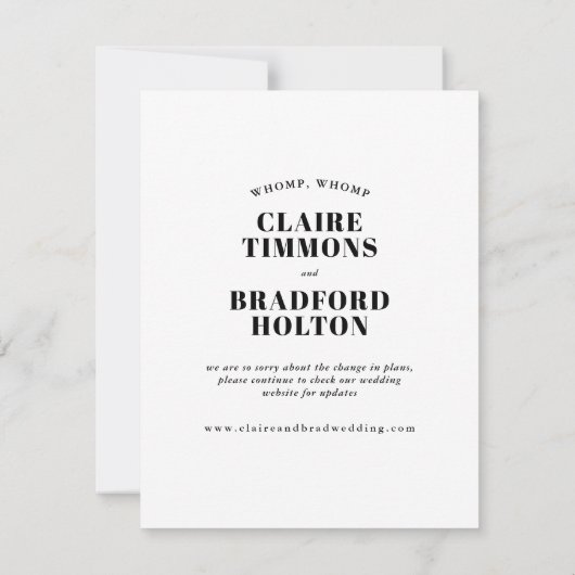 Fett und frech Typografisch aufgeschobene Hochzeit Ankündigung (Rückseite)