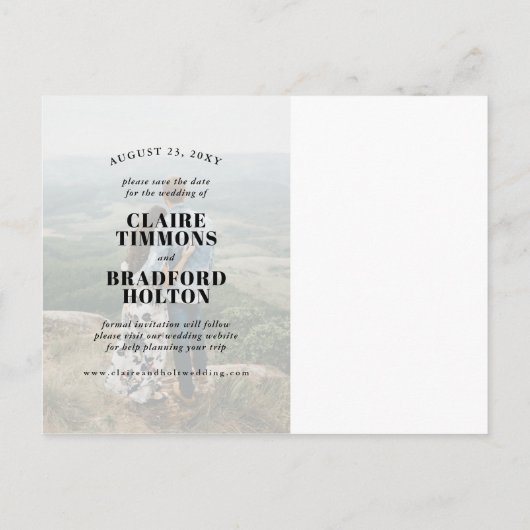 Fett und frech typografische Hochzeit Speichern Si Ankündigungspostkarte (Rückseite)