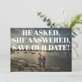 Fett und frech typografische Hochzeit Speichern Si Save The Date (Stehend Vorderseite)