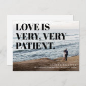 Fett-und freche typografische Hochzeit verschoben Ankündigungspostkarte (Vorne/Hinten)