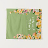 Fett und hell Brautparty Floral Hintergrund Wandteppich (Vorderseite (Horizontal))