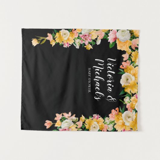 Fett und hell Brautparty Floral Hintergrund Wandteppich (Vorderseite (Horizontal))