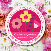 Fett und hell Fuchsia Pink Save the Date floral