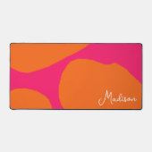 Fett und hell Hot Pink und Orange mit Namen Schreibtischunterlage (Vorderseite)