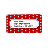 Fett und hell Rot und Blau Polka Punkte Adressaufkleber (Vorne)