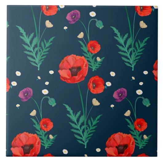 Fett und hell rotes Blumenmuster Fliese (Vorderseite)