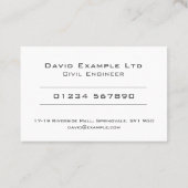 Fett und klar Ziviles Engineeringdesign Visitenkarte (Rückseite)