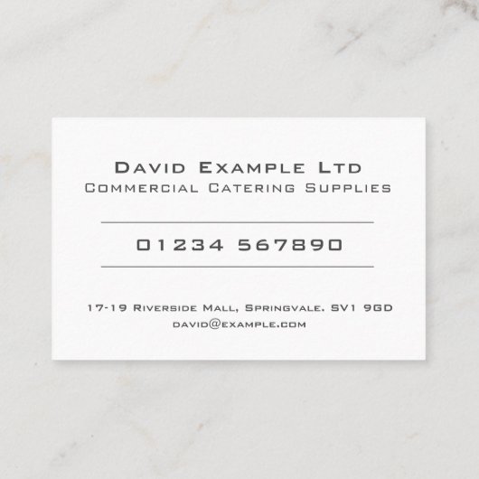 Fett und Kommerzieller Catering löschen liefert De Visitenkarte (Rückseite)