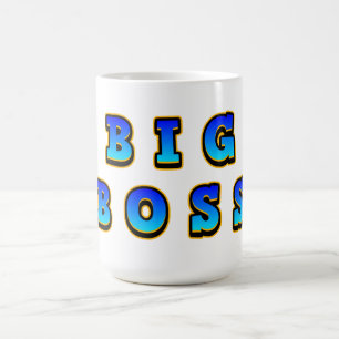 Fett und lebendig großer Boss-Text in dynamischem  Kaffeetasse