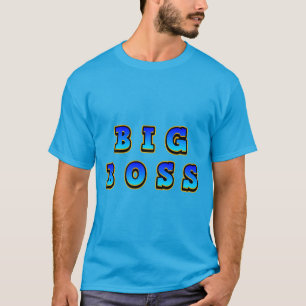 Fett und lebendig großer Boss-Text in dynamischem T-Shirt