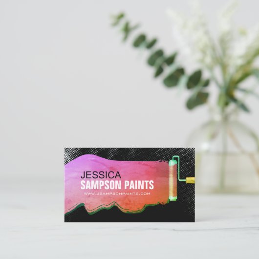 Fett- und lebendige Paint Roler Painter-Visitenkar Visitenkarte (Stehend Vorderseite)