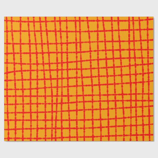 Fett und lebhaft Orange Red Karo Pattern Geschenkpapier (Flach)