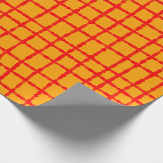 Fett und lebhaft Orange Red Karo Pattern Geschenkpapier (Ecke)
