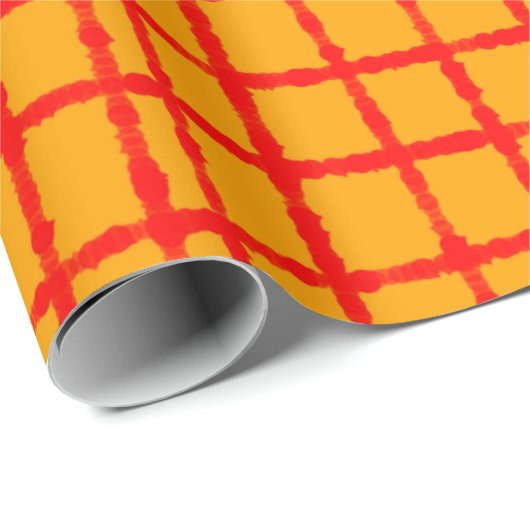 Fett und lebhaft Orange Red Karo Pattern Geschenkpapier (Rolleneckpunkt)