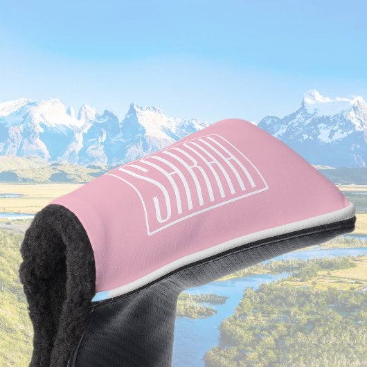 Fett und modern Ihr Name oder Wort | Rosa weiß Golf Headcover