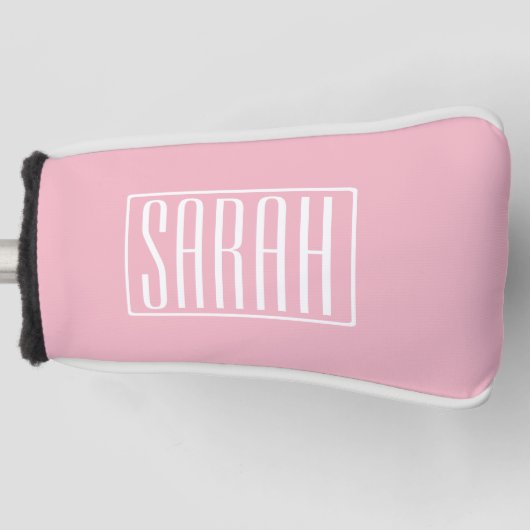 Fett und modern Ihr Name oder Wort | Rosa weiß Golf Headcover (Vorderseite)