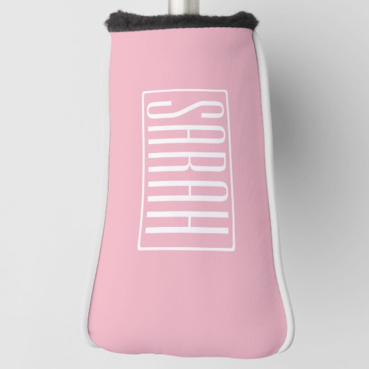 Fett und modern Ihr Name oder Wort | Rosa weiß Golf Headcover (Rotieren 90)
