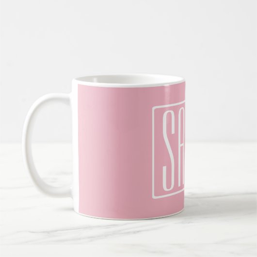 Fett und modern Ihr Name oder Wort | Rosa weiß Kaffeetasse (Links)