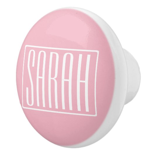 Fett und modern Ihr Name oder Wort | Rosa weiß Keramikknauf (Rechts)