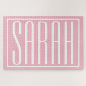 Fett und modern Ihr Name oder Wort | Rosa weiß Puzzle (Horizontal)