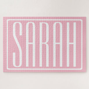 Fett und modern Ihr Name oder Wort   Rosa weiß Puzzle