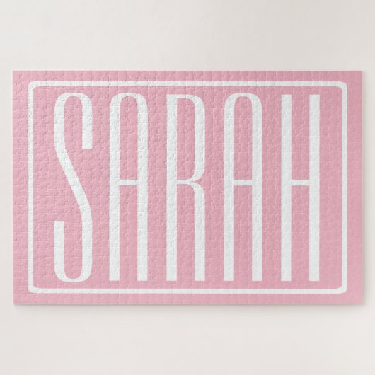 Fett und modern Ihr Name oder Wort | Rosa weiß Puzzle (Horizontal)