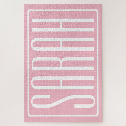 Fett und modern Ihr Name oder Wort | Rosa weiß Puzzle (Vertikal)