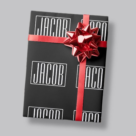 Fett und modern Ihr Name oder Wort | Schwarz weiß Geschenkpapier