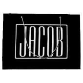 Fett und modern Ihr Name oder Wort | Schwarz weiß Große Geschenktüte (Rückseite)