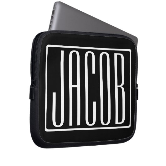 Fett und modern Ihr Name oder Wort | Schwarz weiß Laptopschutzhülle (Vorne Rechts)