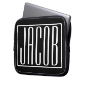 Fett und modern Ihr Name oder Wort | Schwarz weiß Laptopschutzhülle (Vorderseite Links)