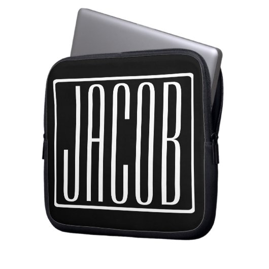 Fett und modern Ihr Name oder Wort | Schwarz weiß Laptopschutzhülle (Vorderseite Links)