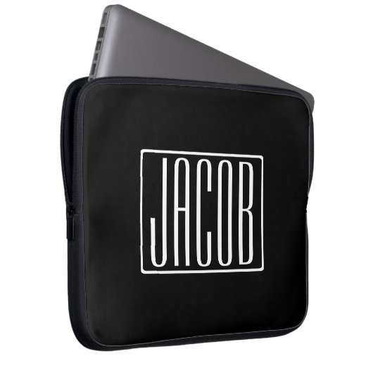 Fett und modern Ihr Name oder Wort | Schwarz weiß Laptopschutzhülle (Vorne Rechts)