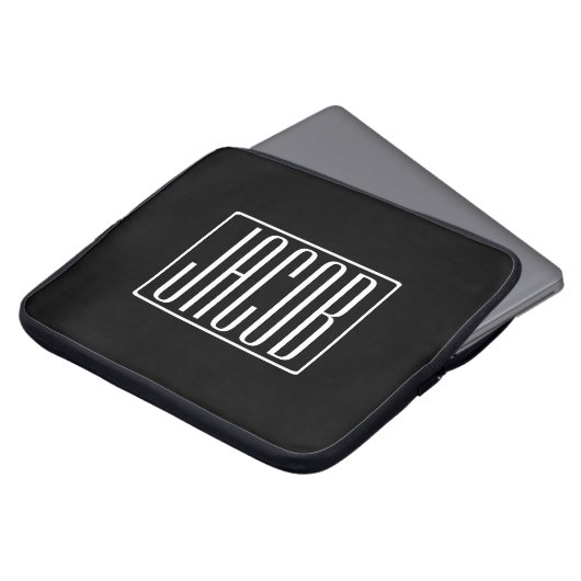 Fett und modern Ihr Name oder Wort | Schwarz weiß Laptopschutzhülle (Vorne Oben)